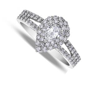 Eighteen Carat White Gold Pear Shape Diamond  Cluster Ring