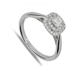 Nine carat white gold round diamond cluster ring