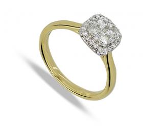 Eighteen carat gold square diamond cluster ring