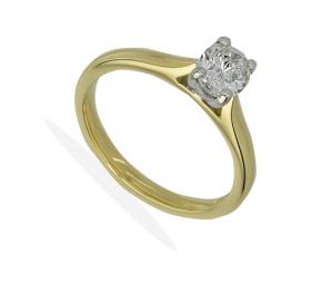 Eighteen Carat Gold Single  Oval Diamond  Ring