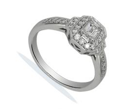 Eighteen carat white gold half carat diamond cluster ring