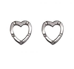 9 carat white gold diamond set heart earrings