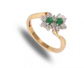 Emerald & diamond double cluster