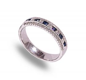 9 carat white gold sapphire & diamond band ring