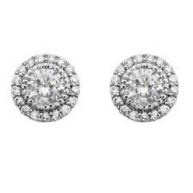 Tipperary Silver Plated Cubic Zirconia Pave Surround Studs ​