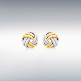 Nine Carat Two Toned Double Knot Studs