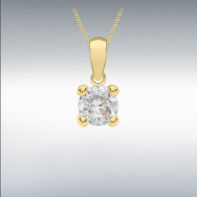 Nine Carat Yellow Gold 5mm Cz Chained Pendant