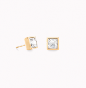 Coeur De Lion Square Crystal Gold Plated Studs