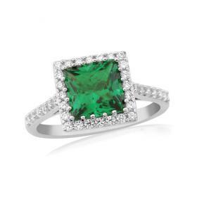 Waterford Silver Emerald and Cz Dress Ring