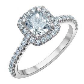 Platinum Lab Grown Diamond Cushion Halo Ring