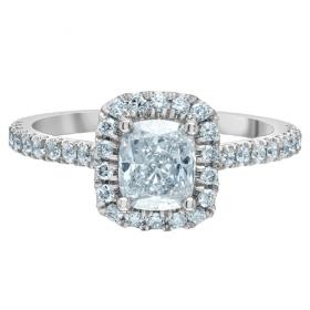 Platinum Lab Grown Diamond Cushion Halo Ring