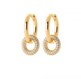 Burren Yellow Gold Circle Cz Earrings