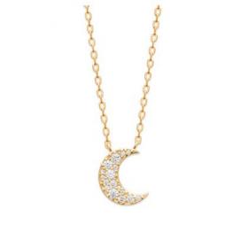 Burren Yellow Gold Plated Cz Moon Necklace