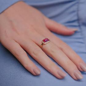 Burren Pink Ruby Cushion Ring