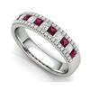 Nine carat white gold ruby and diamond half band ring