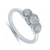 Nine carat white gold ring three diamond clusters