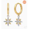 Engelsrufer Gold Plated Hoops with Stars and Zirconia
