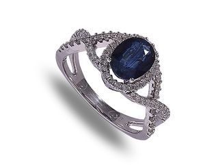 9 carat white gold sapphire & diamond cluster ring