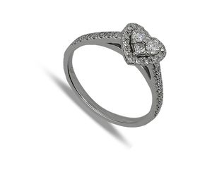 Nine carat white gold Heart Shaped Diamond Cluster Ring