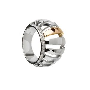 House of Lor Silver & Rose Gold CZ Chunky Ring (H20003)
