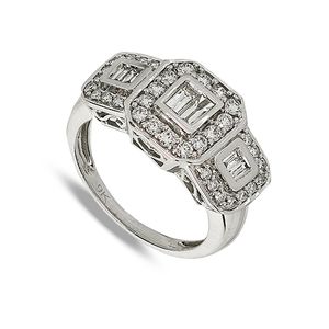 9 Carat White Gold Three Diamond Cluster Ring (0.50ct)