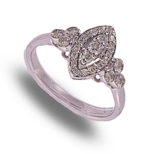 9 carat white gold marquise shape diamond cluster ring