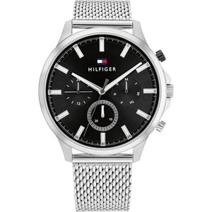 Tommy Hilfiger Gents Stainless Steel Black Chronograph Mesh Watch
