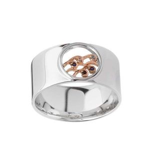 House Of Lor Sterling Silver and 9ct Rose Gold Stoneset Chunky Ring