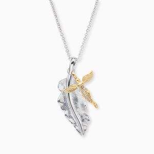 Engelsrufer Feather and Angel Silver Bicolour Necklace