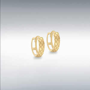 Nine Carat Yellow Gold Quilted Hoops