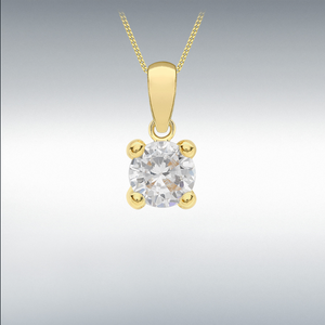Nine Carat Yellow Gold 5mm Cz Chained Pendant