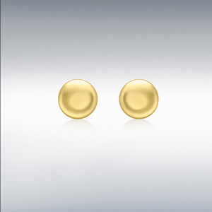 Nine Carat Yellow Gold 7mm Flat Button Studs