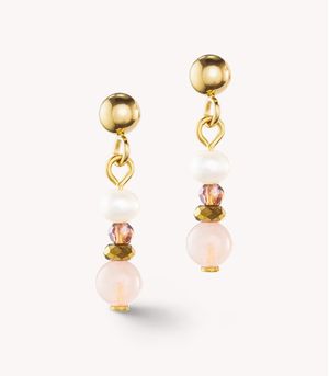 Coeur De Lion Pearl and Rose Quartz Earrings