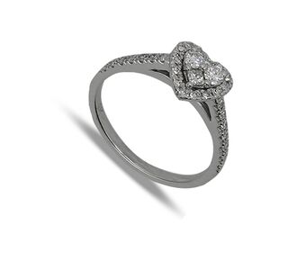 Nine carat white gold Heart Shaped Diamond Cluster Ring