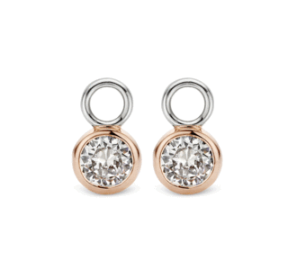 Ti Sento sterling silver rose gold plate CZ ear charms