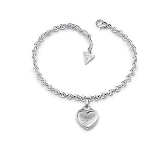 Guess rhodium plated heart bracelet