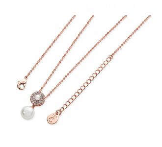 Tipperary Rose Gold Plated  Cubic Zirconia and Simulated Pearl Circle Pendant