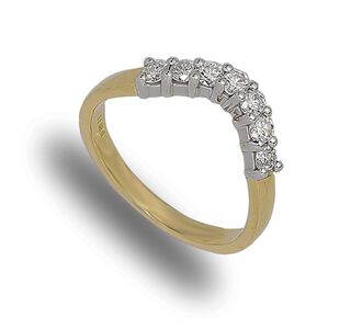 18 carat yellow and white gold shaped diamond eternity ring