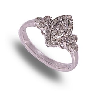 9 carat white gold marquise shape diamond cluster ring