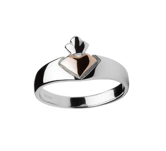 House of Lor Sterling Silver and 9ct Rose Gold Claddagh Ring