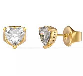 Guess Yellow Gold Plated Crystal Heart Studs