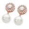 Tipperary Rose Gold Plated Cubic Zirconia and Simulated Pearl Circle Drops ​