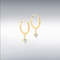 Nine Carat Yellow Gold Cz Hoop Drop Earrings